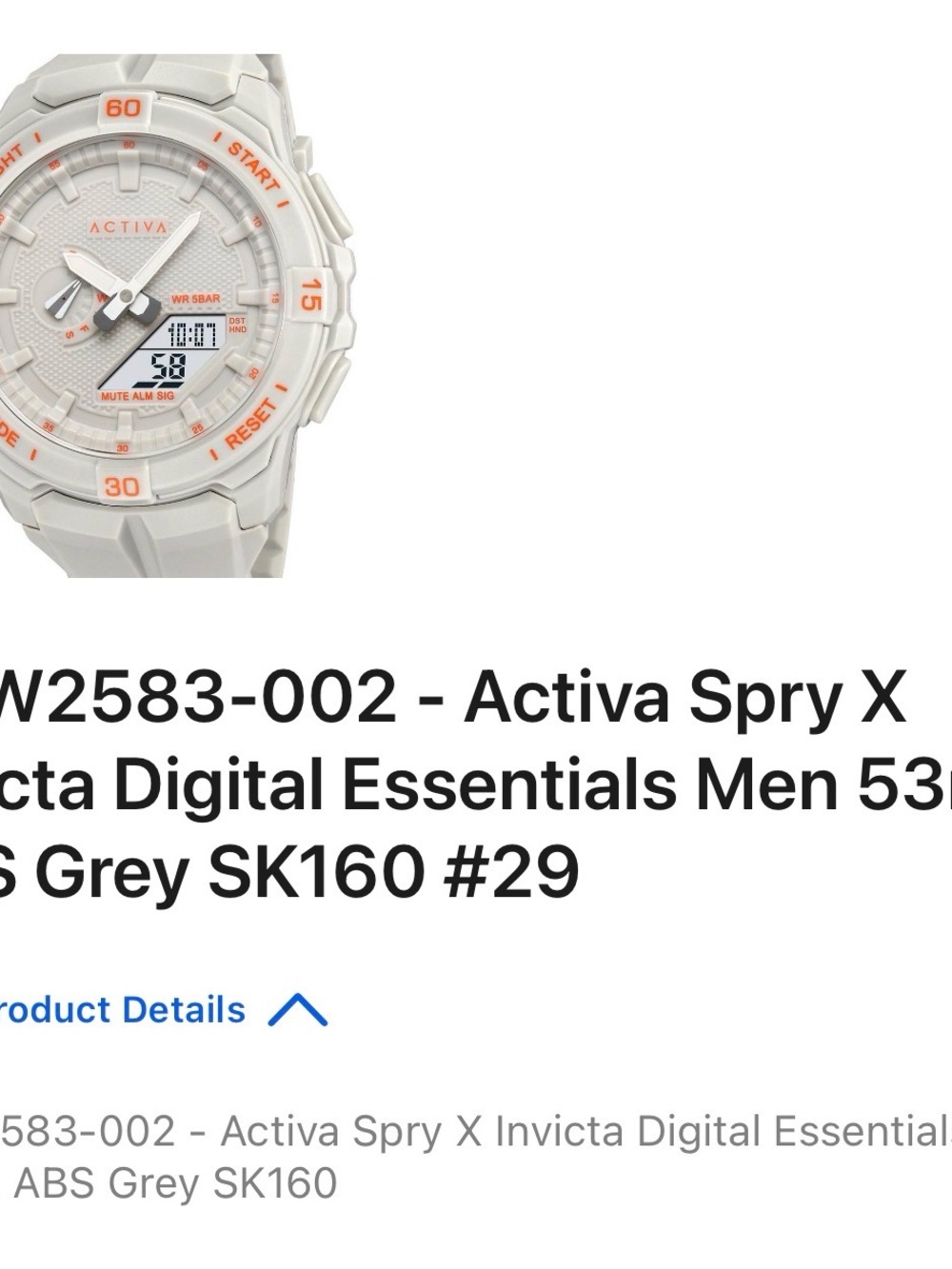 Ativa Grey Sport Watch with Orange Accents